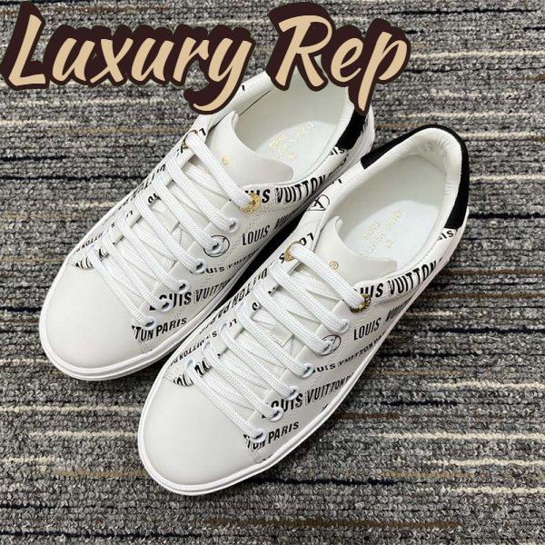 Replica Louis Vuitton Unisex LV Time Out Sneaker Black Printed Calf Leather Monogram Flowers 5