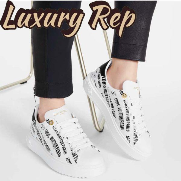 Replica Louis Vuitton Unisex LV Time Out Sneaker Black Printed Calf Leather Monogram Flowers 13