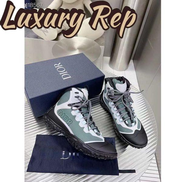 Replica Dior Unisex Shoes CD Diorizon Hiking Boot Green Gray Technical Mesh Black Rubber 5