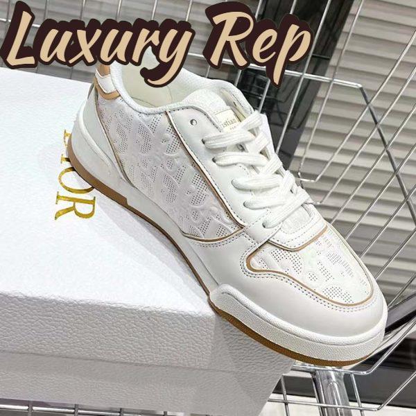 Replica Dior Unisex Shoes CD One Sneaker White Nude Dior Oblique Perforated Calfskin 3