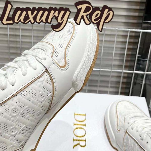 Replica Dior Unisex Shoes CD One Sneaker White Nude Dior Oblique Perforated Calfskin 11