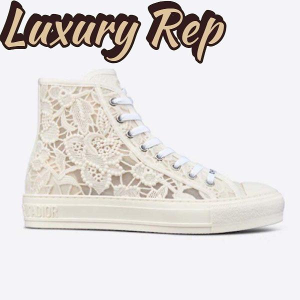 Replica Dior Women CD Shoes Walk’n’Dior Sneaker White Macramé Embroidered Cotton