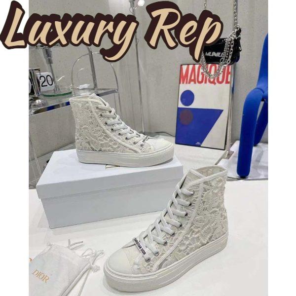 Replica Dior Women CD Shoes Walk’n’Dior Sneaker White Macramé Embroidered Cotton 3
