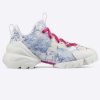 Replica Dior Women D-Connect Sneaker Blue Technical Fabric with Dior Around the World Print