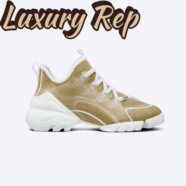 Replica Dior Women D-Connect Sneaker Gold-Tone Laminated Mesh