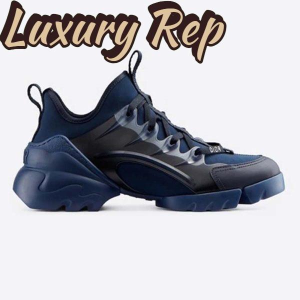 Replica Dior Women D-Connect Sneaker Indigo Blue Technical Fabric Neoprene