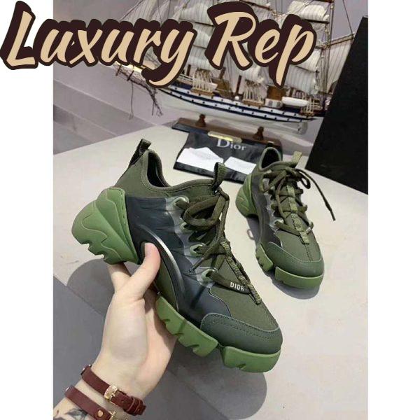 Replica Dior Women D-Connect Sneaker Khaki Technical Fabric Neoprene-Dark Green 7