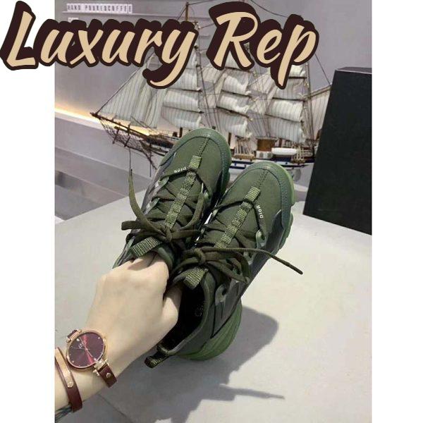 Replica Dior Women D-Connect Sneaker Khaki Technical Fabric Neoprene-Dark Green 9