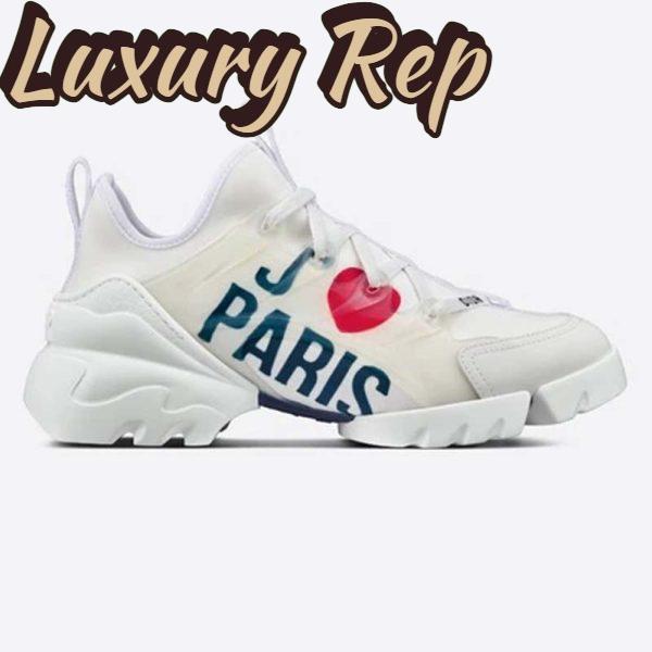 Replica Dior Women D-Connect Sneaker White I Love Paris Technical Fabric