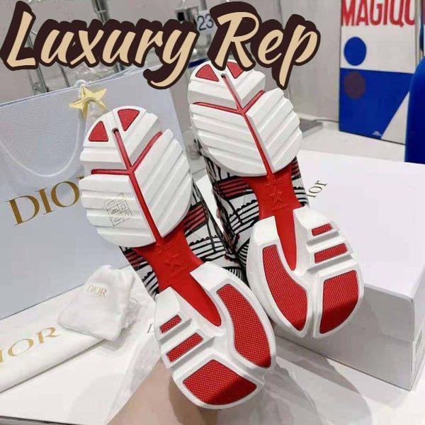 Replica Dior Women D-Connect Sneaker White Technical Fabric with Red and Black Cupidon Print 7