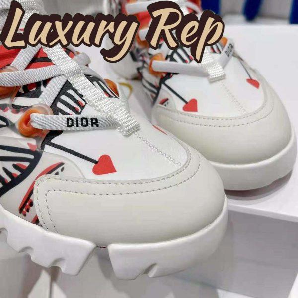 Replica Dior Women D-Connect Sneaker White Technical Fabric with Red and Black Cupidon Print 8