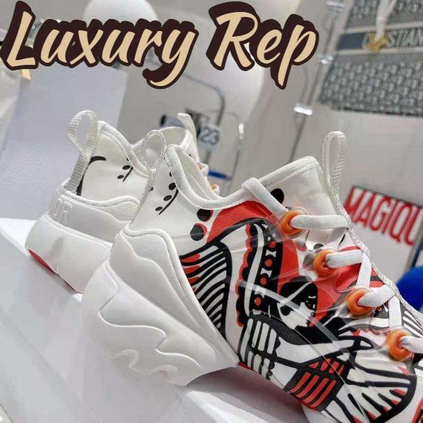 Replica Dior Women D-Connect Sneaker White Technical Fabric with Red and Black Cupidon Print 10