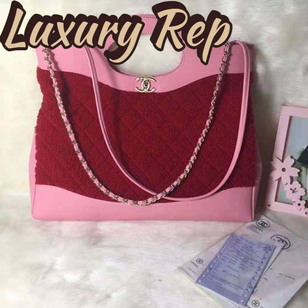 Replica Chanel Women 31 Shopping Bag in Shearling Sheepskin and Calfskin Leather-Red 3