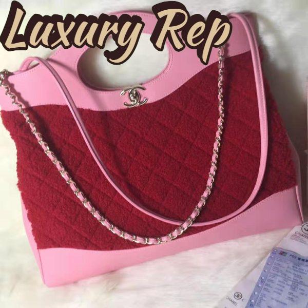 Replica Chanel Women 31 Shopping Bag in Shearling Sheepskin and Calfskin Leather-Red 4