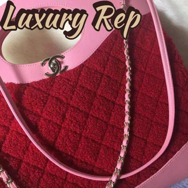 Replica Chanel Women 31 Shopping Bag in Shearling Sheepskin and Calfskin Leather-Red 5