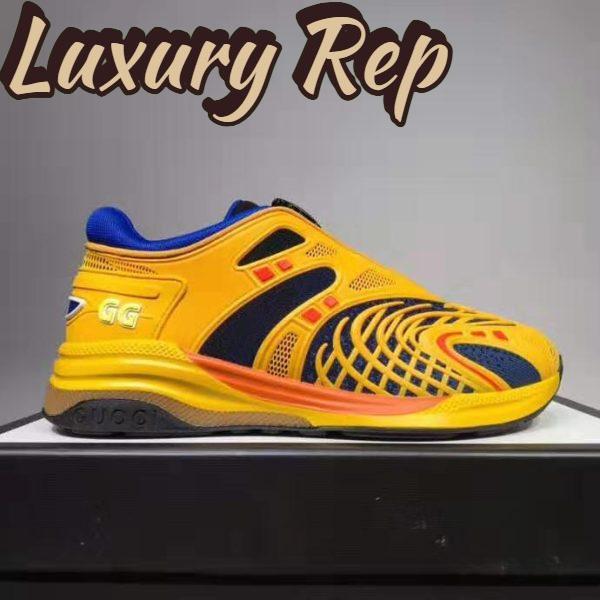 Replica Gucci GG Unisex Ultrapace R Sneaker Knit Fabric Interlocking Double G 3 cm Heel-Yellow 3