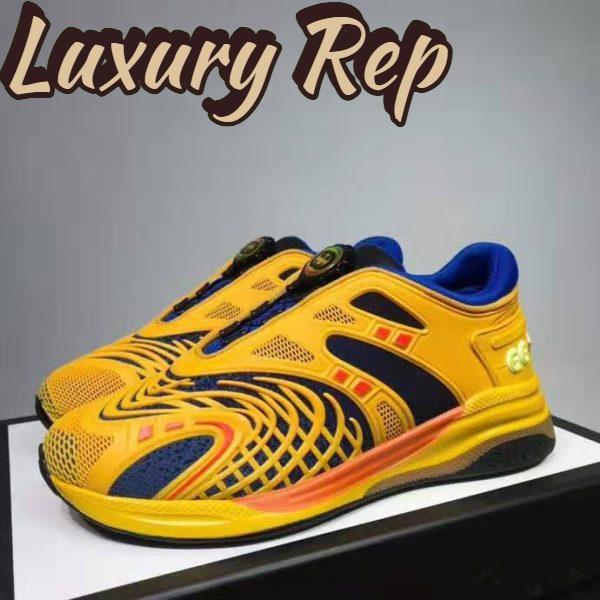 Replica Gucci GG Unisex Ultrapace R Sneaker Knit Fabric Interlocking Double G 3 cm Heel-Yellow 4