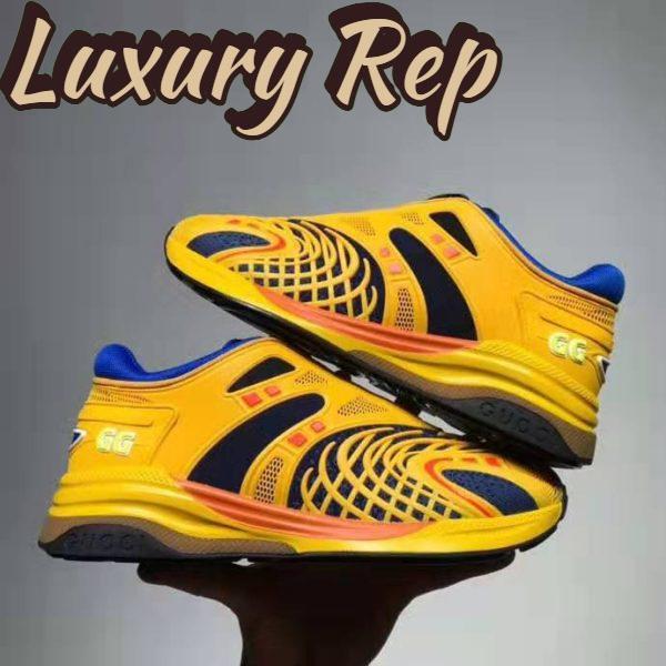 Replica Gucci GG Unisex Ultrapace R Sneaker Knit Fabric Interlocking Double G 3 cm Heel-Yellow 7