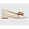 Replica Gucci GG Women Ballet Flat with Bamboo Buckle White Leather