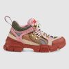Replica Gucci Unisex Flashtrek Sneaker in Brown and Pink Leather 5.6 cm Heel