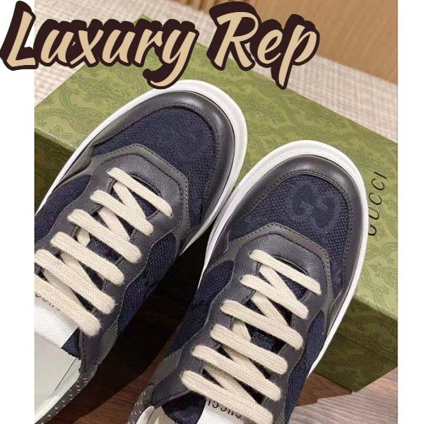 Replica Gucci Unisex GG Lace Up Sneaker Grey Leather Blue Black GG Canvas 9