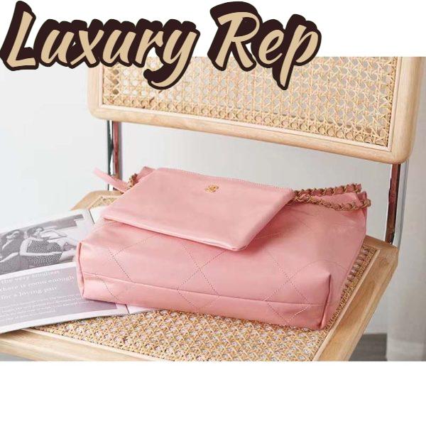 Replica Chanel Women 22 Small Handbag Shiny Calfskin Gold-Tone Metal Coral Pink 8