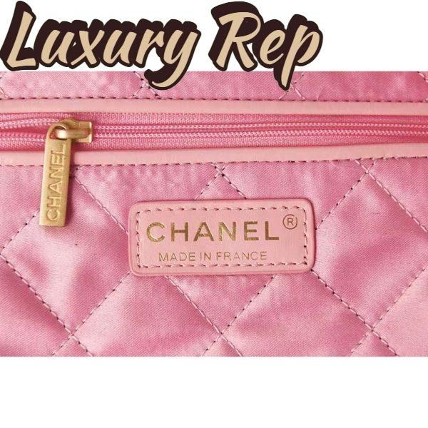 Replica Chanel Women 22 Small Handbag Shiny Calfskin Gold-Tone Metal Coral Pink 10
