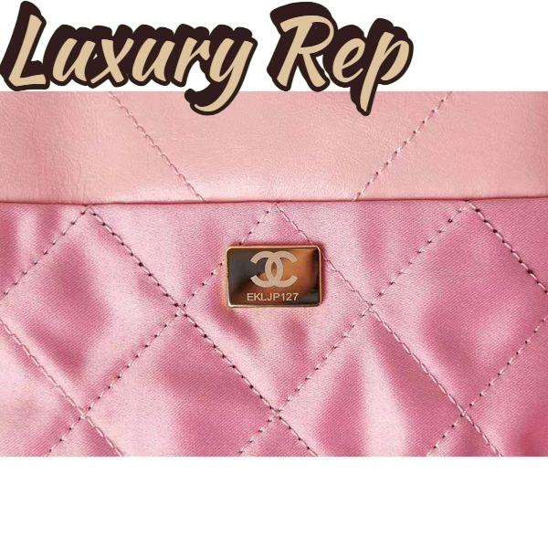 Replica Chanel Women 22 Small Handbag Shiny Calfskin Gold-Tone Metal Coral Pink 11