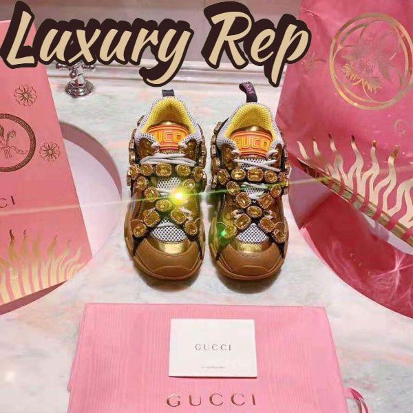 Replica Gucci Women Flashtrek Sneaker with Removable Crystals 5.6cm Height-Gold 4