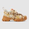 Replica Gucci Women Flashtrek Sneaker with Removable Crystals 5.6cm Height-Gold 12
