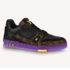 Replica Louis Vuitton LV Unisex LV Trainer Sneaker in Calf Leather with Monogram Flowers-Black 13