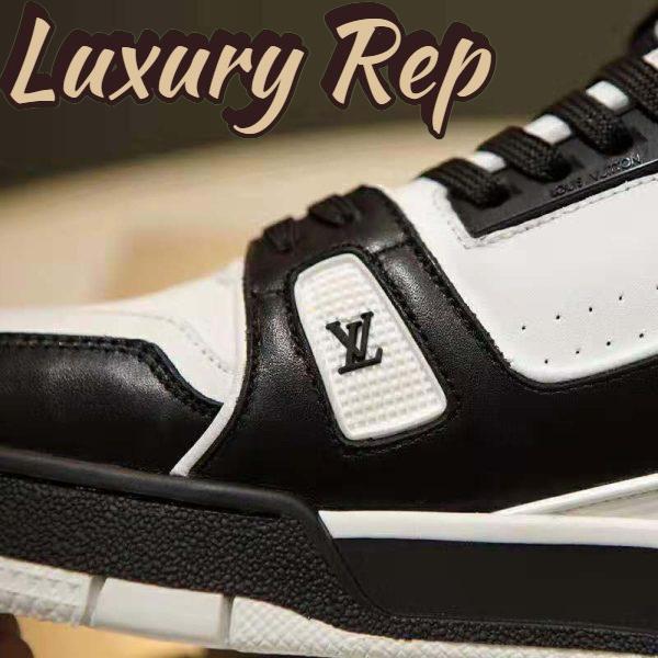 Replica Louis Vuitton LV Unisex LV Trainer Sneaker in Calf Leather with Monogram Flowers-Black 9