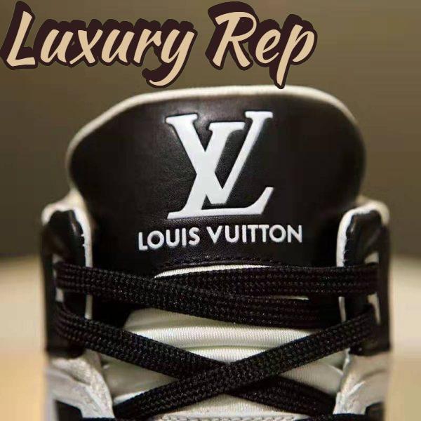 Replica Louis Vuitton LV Unisex LV Trainer Sneaker in Calf Leather with Monogram Flowers-Black 10