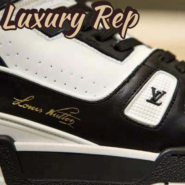 Replica Louis Vuitton LV Unisex LV Trainer Sneaker in Calf Leather with Monogram Flowers-Black 11