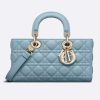 Replica Dior Women CD Medium Lady D-Joy Bag Horizon Blue Cannage Lambskin