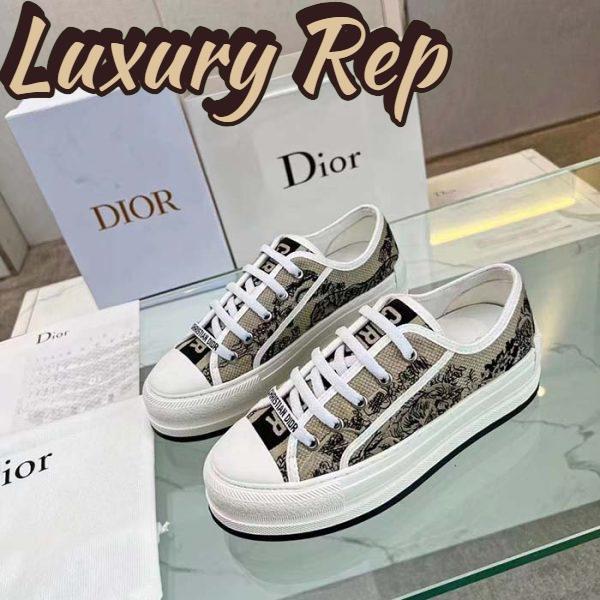 Replica Dior CD Unisex Walk’n’Dior Sneaker Beige Black Embroidered Cotton Toile De Jouy Voyage 4