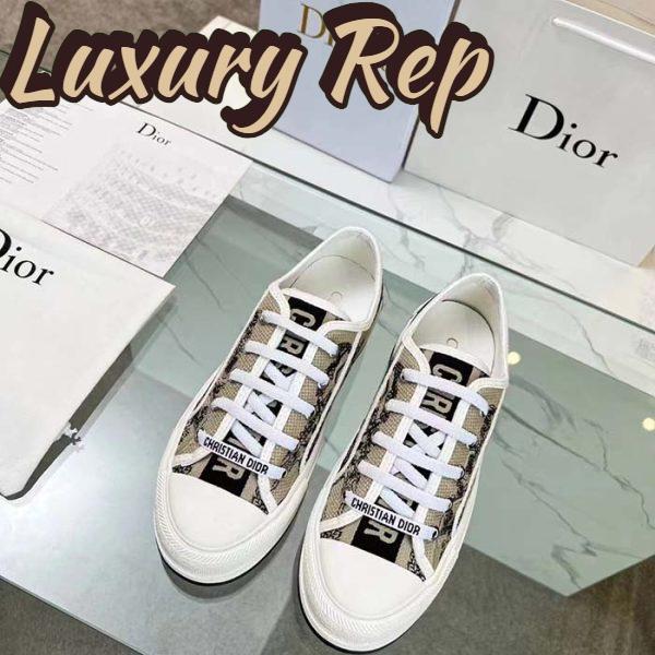 Replica Dior CD Unisex Walk’n’Dior Sneaker Beige Black Embroidered Cotton Toile De Jouy Voyage 5