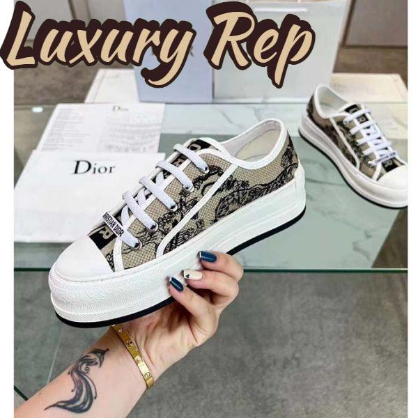 Replica Dior CD Unisex Walk’n’Dior Sneaker Beige Black Embroidered Cotton Toile De Jouy Voyage 8