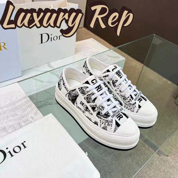 Replica Dior CD Unisex Walk’n’Dior Sneaker White Black Cotton Embroidered Plan De Paris 3