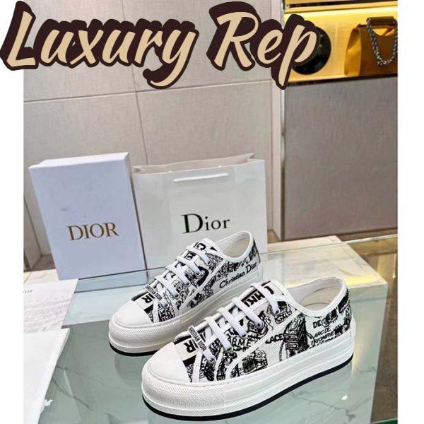 Replica Dior CD Unisex Walk’n’Dior Sneaker White Black Cotton Embroidered Plan De Paris 4