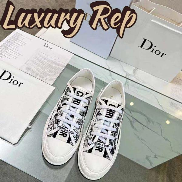 Replica Dior CD Unisex Walk’n’Dior Sneaker White Black Cotton Embroidered Plan De Paris 5