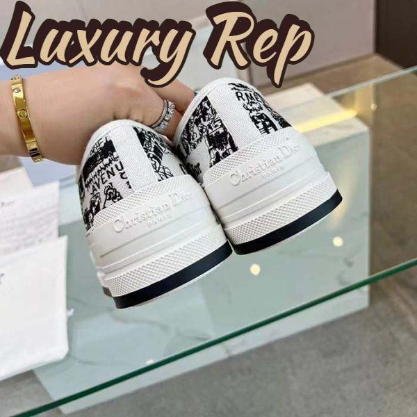 Replica Dior CD Unisex Walk’n’Dior Sneaker White Black Cotton Embroidered Plan De Paris 8