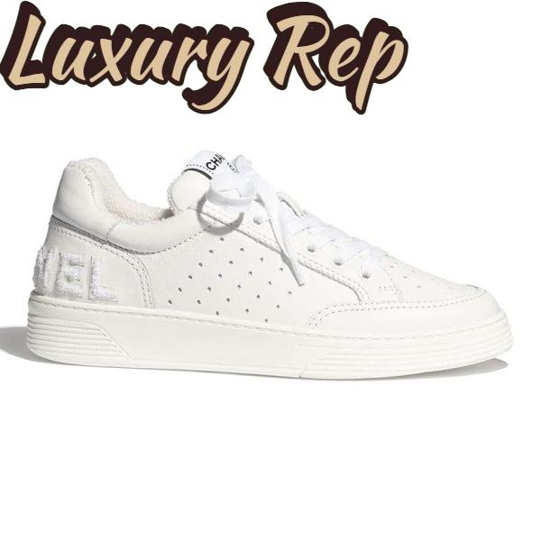 Replica Chanel Women Sneakers Calfskin White