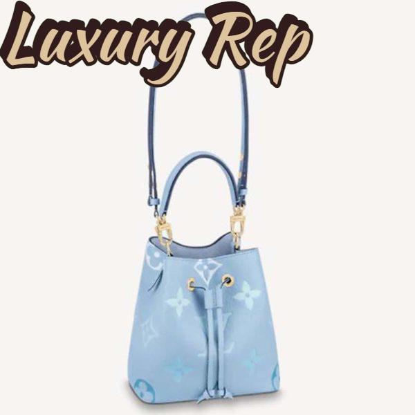 Replica Louis Vuitton Unisex NéoNoé BB Bucket Bag Summer Blue Embossed Grained Cowhide Leather
