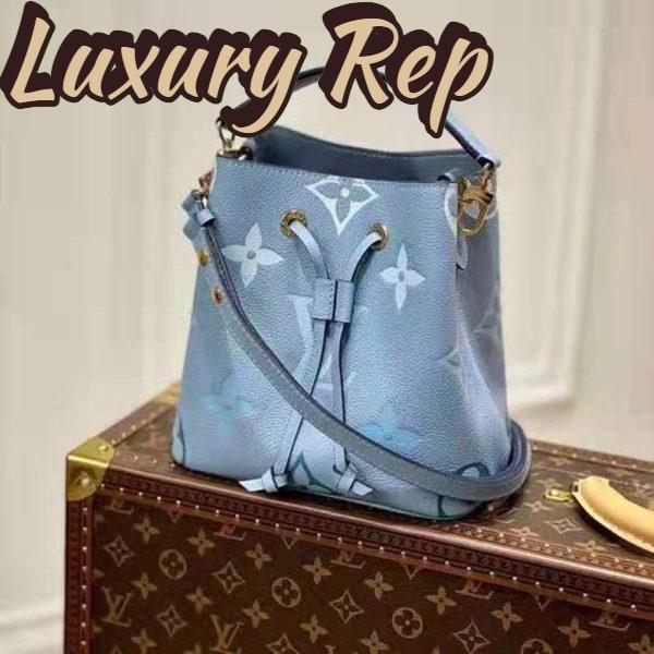Replica Louis Vuitton Unisex NéoNoé BB Bucket Bag Summer Blue Embossed Grained Cowhide Leather 3