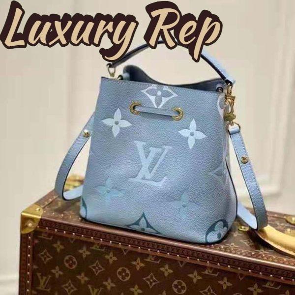 Replica Louis Vuitton Unisex NéoNoé BB Bucket Bag Summer Blue Embossed Grained Cowhide Leather 4