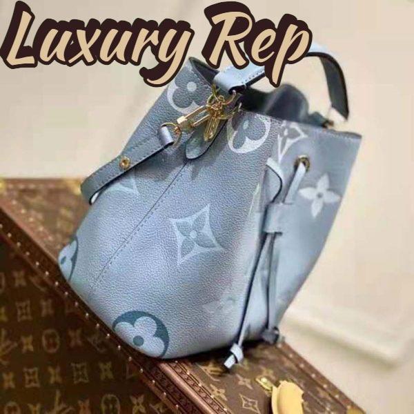 Replica Louis Vuitton Unisex NéoNoé BB Bucket Bag Summer Blue Embossed Grained Cowhide Leather 5