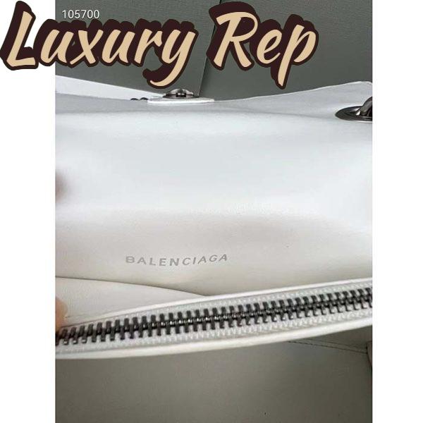 Replica Balenciaga Women Crush Small Chain Bag Quilted White Crushed Calfskin Aged-Silver Hardware 9