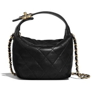 Replica Chanel Women Small Hobo Bag in Lambskin & Gold Metal 2