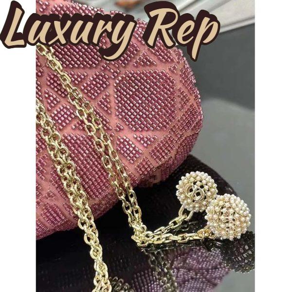 Replica Dior Women CD Dream Bucket Bag Ethereal Pink Cannage Cotton Bead Embroidery 10